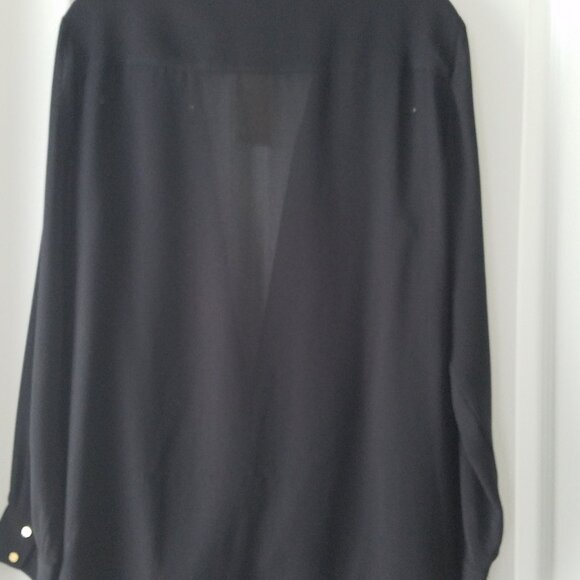 MICHAEL KORS Basics Women's Elegant Surplice Blouson Pullover Top Black Size 14W - Picture 5 of 6